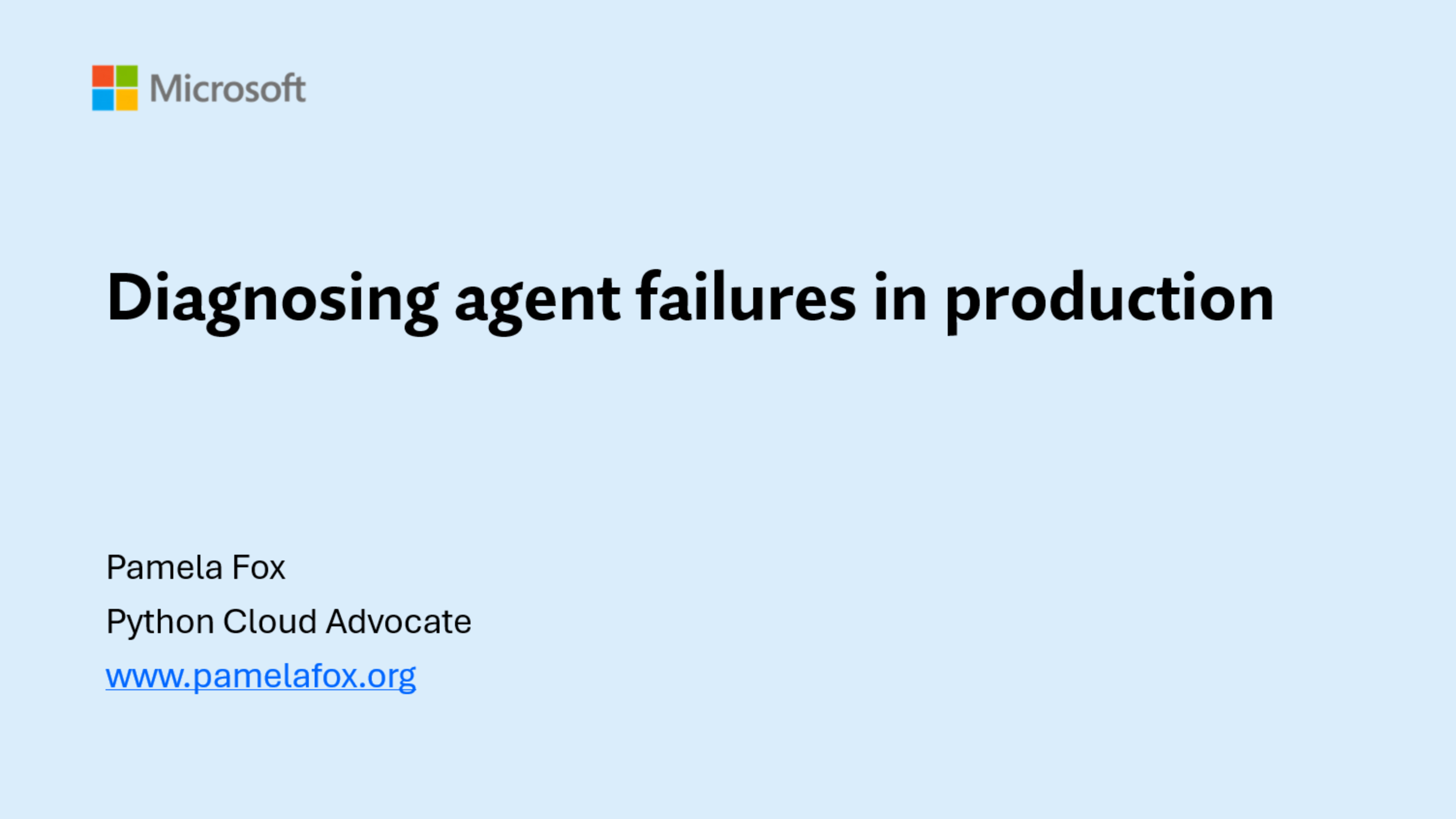 Thumbnail image for talk titled Diagnosing agent failures in production
