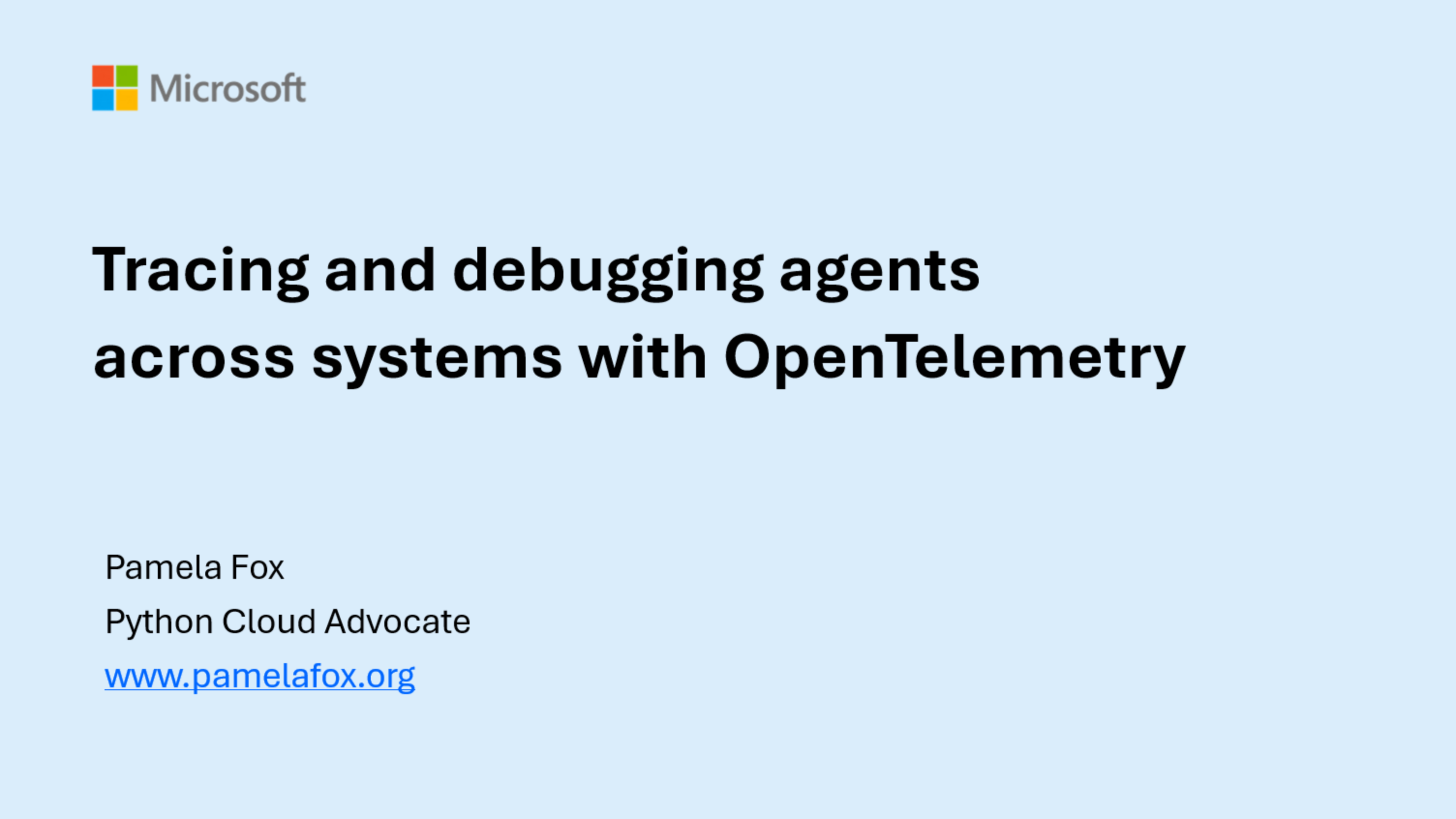 Thumbnail image for talk titled Tracing and debugging agents across systems with OpenTelemetry