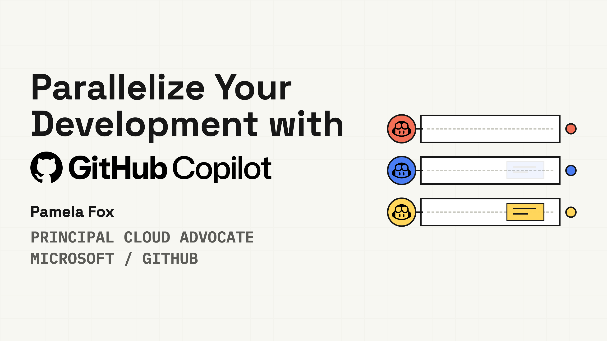 Thumbnail image for talk titled Parallelize Your Development with GitHub Copilot